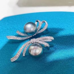 Stud Earrings Natural Freshwater Grey Akoya Pearl 8mm Ribbon Shape Silver 925 CZ For Women's Anniversary Gift