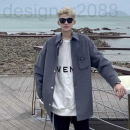 Men's Jackets Designer High Version Jacket Fashion Metal Triangle Cardigan Coat Gray Mens Womens Casual Long Sleeved Shirt Tw13