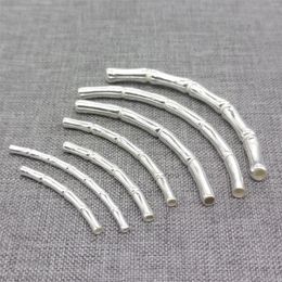 Loose Gemstones 5pcs Of 925 Sterling Silver Curve Tube Beads Bamboo Noodle Spacers For Bracelet