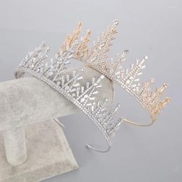 Hair Clips MYFEIVO Full Zircon Headband Bridal Tiaras Gold Silver Colour Lengthen Wedding Crown Female Jewellery Accessories HQ0870