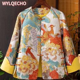 Ethnic Clothing 2023 Chinese Style Traditional Hanfu Coat Long Sleeves Tangsuits Blouse Women Retro Jacquard Tang Suits