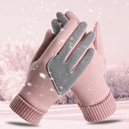 Five Fingers Gloves Winter Cycling With Fleece Touch Screen Sport Cold Proof German Wool Outdoor Windproof Cotton Ladies Thermal Mittens 53 231114