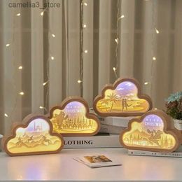 Night Lights Bedroom Decoration Night Light Cloud Style Light and Shadow Paper Carving Lamp Creative Gift 3D Birthday Christmas Gift Led Lamp Q231114
