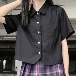 Damenblusen HOUZHOU Kawaii Japanese Fashion Shirt Frauen Cute Harajuku Crop Top Sommer Kurzarm Jk Uniform Bluse Mädchen Teenager