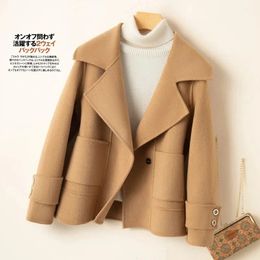 Women's Wool Blends Korean Winter Coat Women Wool Jacket Fashion Autumn Double-Sided Cashmere Female Short Camel Black Outerwear Clothes 231113