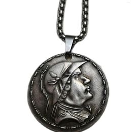 Pendant Necklaces Vintage Ancient Coin Silver Plated Man / Women Jewellery P0045