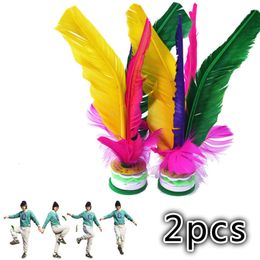 Badminton Shuttlecocks 2pcs China kick shuttlecock Fitness Entertainment Footbal Foot Kick Fancy Goose Feather Shuttlecock For Physical Exercise 230413