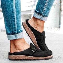 Slippers New style sandals and slippers Women's round toe low heels casual half trailer solid Colour 43 large women's shoes T231114