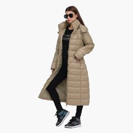 Womens Down Parkas SANTELON Women Fashion Winter Thick Warm Over Knee Parka Female Extra Long Puffer Jacket Coat With Detachable Windproof Hood 231114