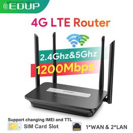 Routers EDUP 5GHz WiFi Router 4G LTE Router 1200Mbps CAT4 WiFi Router Modem 3G/4G SIM Card Router Dual Band WiFi Repeater Home Office Q231114