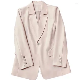 Women's Suits Arrival Pink Formal Blazer Women Long Sleeve Single Button Slim Business Work Wear Jacket Female Coat Ladies