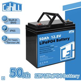 12V 50Ah LiFePO4 Battery Pack Grade A Lithium Iron Phosphate Solar Battery Built-in BMS For RV Boat Vans Car Camper EV Storage