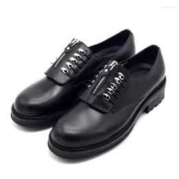 Dress Shoes Fashion Round Toe Genuine Leather Men Oxford Casual Handmade Retro Formal For