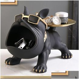 Decorative Objects & Figurines Decorative Objects Figurines Dog Ornament Big Mouth French Bldog Butler Storage Box With Tray Nordic Ta Dhokl