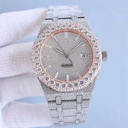 AP 2023 Zirconia Watch Men's Watch Automatic Mechanical Movement SAPphire Glass Full Diamond Watches with Large Diamond Bezel