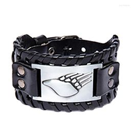 Bangle Personality Vintage Viking Braided Leather Bracelet For Men Punk Adjustable Amulet Wristband Cuff Talisman Jewelry Gift