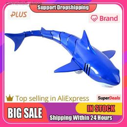 Electric/RC Animals 2.4g Remote Control Shark Boat With Led Light Long Endurance Summer Water Toys For Boys Birthday Gifts Drop Shipping Q231114