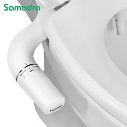 Bath Accessory Set SAMODRA Bidet Attachment Ultra Slim Toilet Seat Dual Nozzle Adjustable Water Pressure Non Electric Ass Sprayer 231113