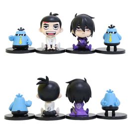 Action Toy Figures 4PCS Q Version Scissor Seven Cartoon Toy Liuqi Wu Thirteen Dai Bo Xiao Fei Da Fei Action FigureModel Toys Collection Doll Gift AA230413