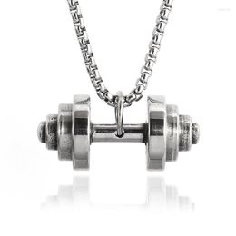 Pendant Necklaces Sports Dumbbell Fitness Men's Stainless Steel Barbell Jewellery Gym Weightlifting Leisure Necklace