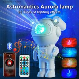 Night Lights Bluetooth Astronaut Galaxy Projector Night Light Starry Sky Moon Star Led Bedroom Night Lamp Home Decorative Children Gifts Q231114