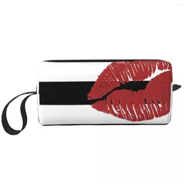 Cosmetic Bags Glitter Red Lips Portable Makeup Case For Travel Camping Outside Activity Toiletry Jewellery Bag