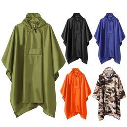 Raincoats 3 in 1 Outdoor Military Hooded Poncho Waterproof Raincoat Jacket for Men Women Outdoor Tent Picnic Mat Motorcycle Rain Poncho 230414