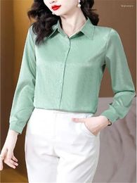 Women's Blouses Satin Shirt Silk For Women Fashion Long Sleeve Blouse Womens Shirts OL Female Clothing Autumn Top Basic