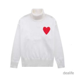 Amis Amiparis Sweater High Collar Am i Paris Jumper Winter Thick Turtleneck Coeur Embroidered A-word Heart Love Knit Sweat Women Men Amisweater Sl7l