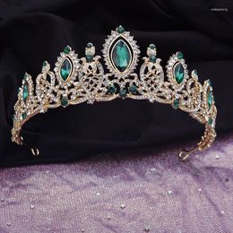 Hair Clips Luxury Green Crystal Bride Crown Wedding Tiaras Jewellery For Women Prom Birthday Bridal Headdress Accessories