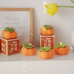 10Pcs Cute Orange Persimmon Fruit Scented Candles Candle Soy Wax Aromatherapy Candle Relax Birthday Gifts Inventory Wholesale