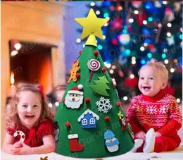 Christmas Decorations Felt Christmas Tree 3D DIY LED Toddler Christmas Tree Set with Detachable Ornaments Home Decor for Living Room Bedroom Office 231113