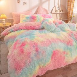 Bedding Sets Furry Set Luxury Coral Fleece Princess Mink Velvet Warm Quilt Duvet Cover Bed Blanket Bedroom Comforter