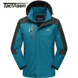 Faux Leather TACVASEN Spring Outdoor Outer Shell Hiking Men's Hooded Trekking Coat Windbreaker Waterproof Mountain Work Jacket Outwear