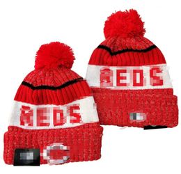 Reds Beanie Cincinnati Beanies All 32 Teams Knitted Cuffed Pom Men's Caps Baseball Hats Striped Sideline Wool Warm USA College Sport Knit hats Cap For Women a