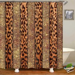 Shower Curtains Brown Leopard Pink Shower Curtain Set With Rugs Wild Animal Skin Pattern Fabric Bath Rugs Toilet Mat Tempting Sexy Lips R231114