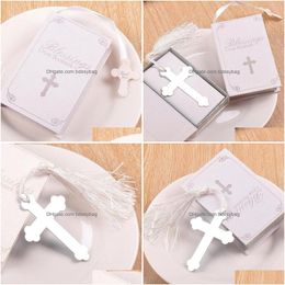 Party Favour Blessings Sier Cross Bookmark With Tassel Baby Shower Baptism Favours Gifts Za4414 Drop Delivery Home Garden Fest Dh648