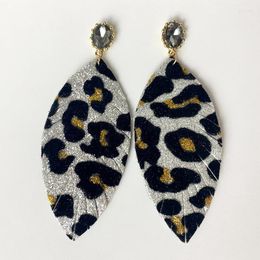 Dangle Earrings Zircon Exquisite Genuine Leather Flash Leopard Geometric Earring Vintage Simplicity Casual High Quality Trendy