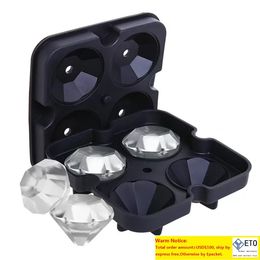 Creative Silicone Ice Cube Maker Diamond Shape Mold Buckets Tray 3D Wine Cocktail Party Bar Accessories Black Color