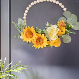 Decorative Flowers Artificial Sunflowers Wreath Welcome Sign Seasonal For Door Wall Decoration
