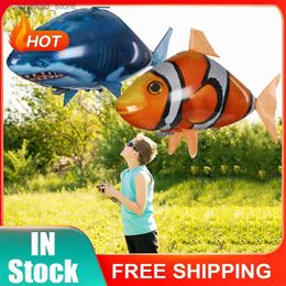 Electric/RC Animals Remote Control Shark Toys Flying Toys Drone Air Swimming RC Animal Infrared Fly Balloons Clown Fish Toy Flying Balls Toys Q231114