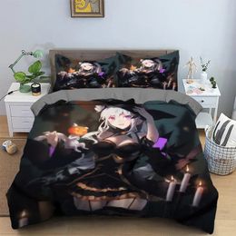 Bedding sets Three piece set of cross-border foreign trade European and American size bedding witch pumpkin lantern quilt cover 231114