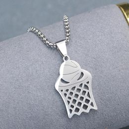 Chains Stainless Steel Sports Personalised Basketball Frame Pendant Men's Vintage Fashion Necklace