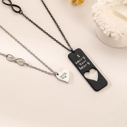 Pendant Necklaces Simple Trendy Pattern Personalized Man Woman Necklace Couple Stainless Steel Love Square Plate Set Party Gift