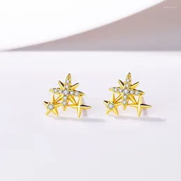 Stud Earrings S925 Silver Needle Elegant Zircon Star Piercing Earring For Women Girls Party Jewellery Gift Pendientes E205