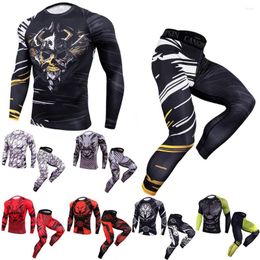 Men's T Shirts MMA Rashguard T-shirt Muay Thai T-shirts Pants Sportsuits Rash Guard Men Tracksuit Boxing Jersey Mujer Compression Clothing