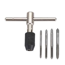 Freeshipping T Type Hand Screw Thread Taps Drill Kit M3 M4 M5 M6 Taps Set With Wrench Kit Hand Tools 5Pcs/lot Kdije