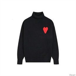 Amisweater Winter Turtleneck Designer AM I Paris Jumper High Collar Warm Sweatshirt Jacquard A-word Love Heart Coeur hoody Men Women Knit New Color AMIs L70P
