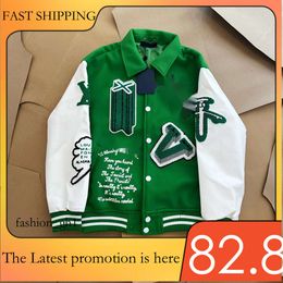 Men's Jackets Fashion Brand Mens Women Jacket L Vintage Loose Long Sleeve Green Baseball Man's Hip Hop Autumn Varsity Casual Warm 646