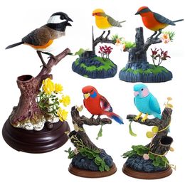 Electric/RC Animals Electric Birds Voice Control Couples Parrots Toy Musical Magpie Talking Birds Electronic Pet Bird Model Christmas Gift 230414